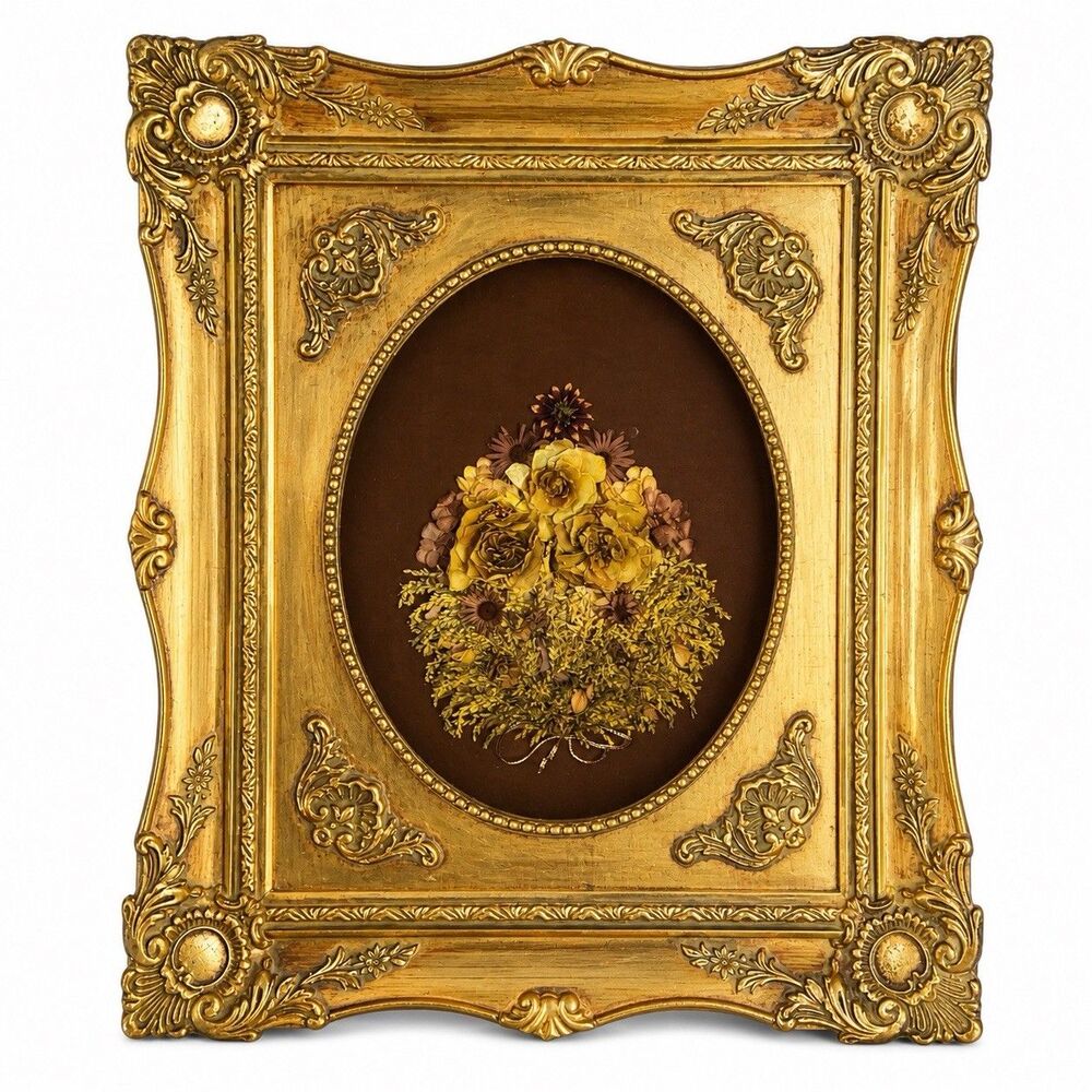 Antique Victorian Family Mourning Wreath 15.5” Framed